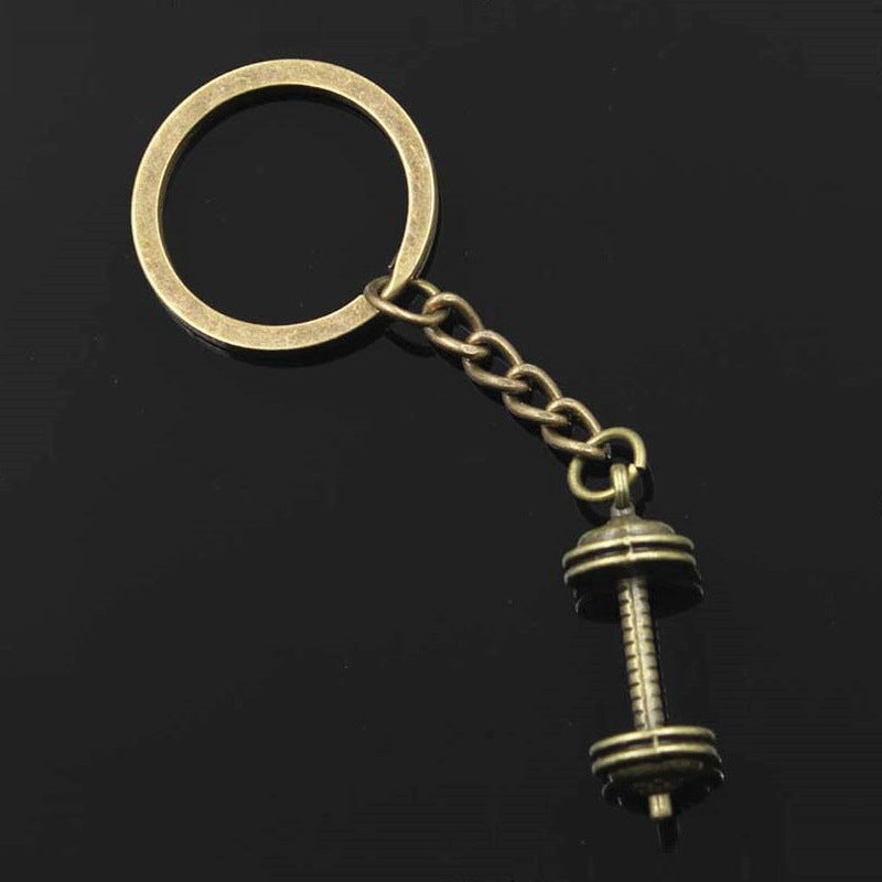 Fashion New Style Dumbbell Fitness Equipment Key Chain Jewelry Vintage Pendant