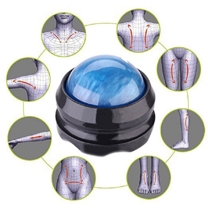 Blue massage ball for muscle pain relief, designed for back, neck, arms, and legs, enhancing relaxation and fitness.