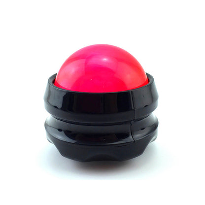 Red and black massage relaxation fitness ball for muscle pain relief and stress relief.