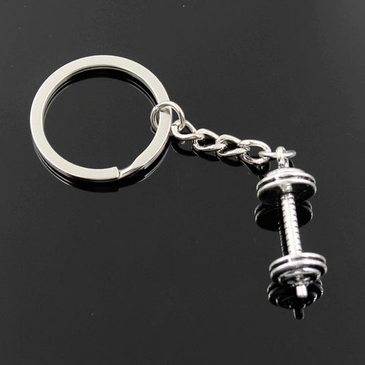 Fashion New Style Dumbbell Fitness Equipment Key Chain Jewelry Vintage Pendant