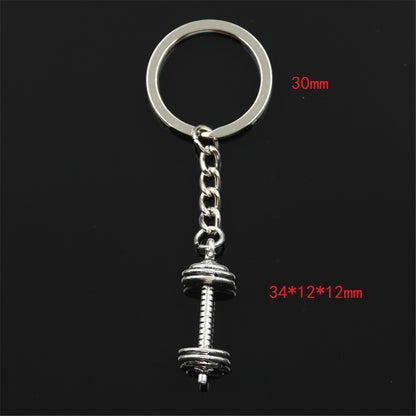 Fashion New Style Dumbbell Fitness Equipment Key Chain Jewelry Vintage Pendant