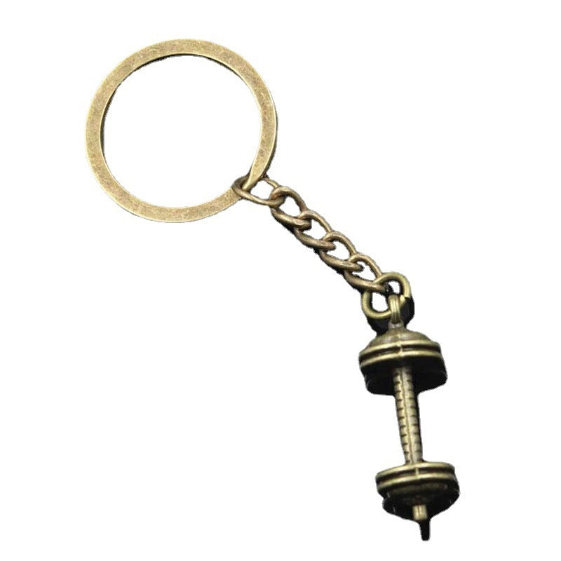 Fashion New Style Dumbbell Fitness Equipment Key Chain Jewelry Vintage Pendant